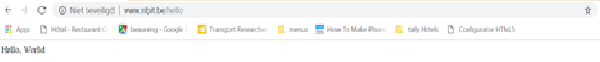 Printscreen of domain in adress bar and hello world in body